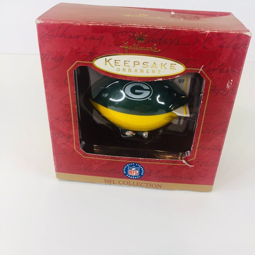 Vintage 1997 Hallmark NFL ‘Green Bay Packers Christmas Blimp Ornament NIB